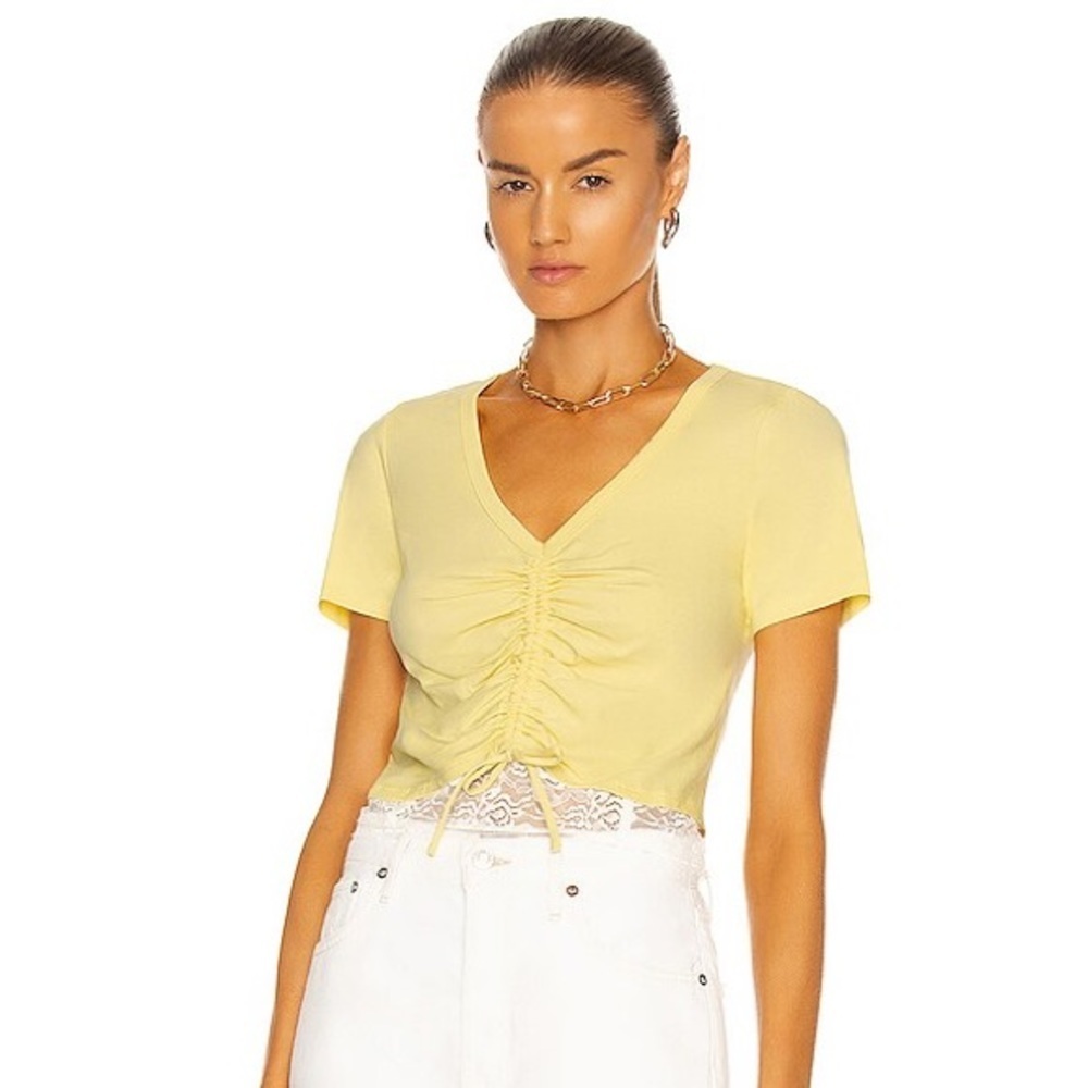 Jonathan Simkhai Standard
Aida Organic Jersey Lace Ruched Top (S)